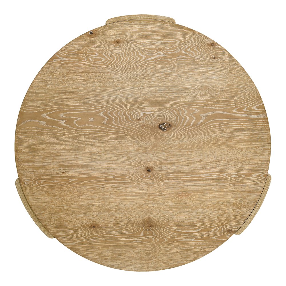 Honora Modern Oak Wood Round Coffee Table with Plinth Base. Picture 3