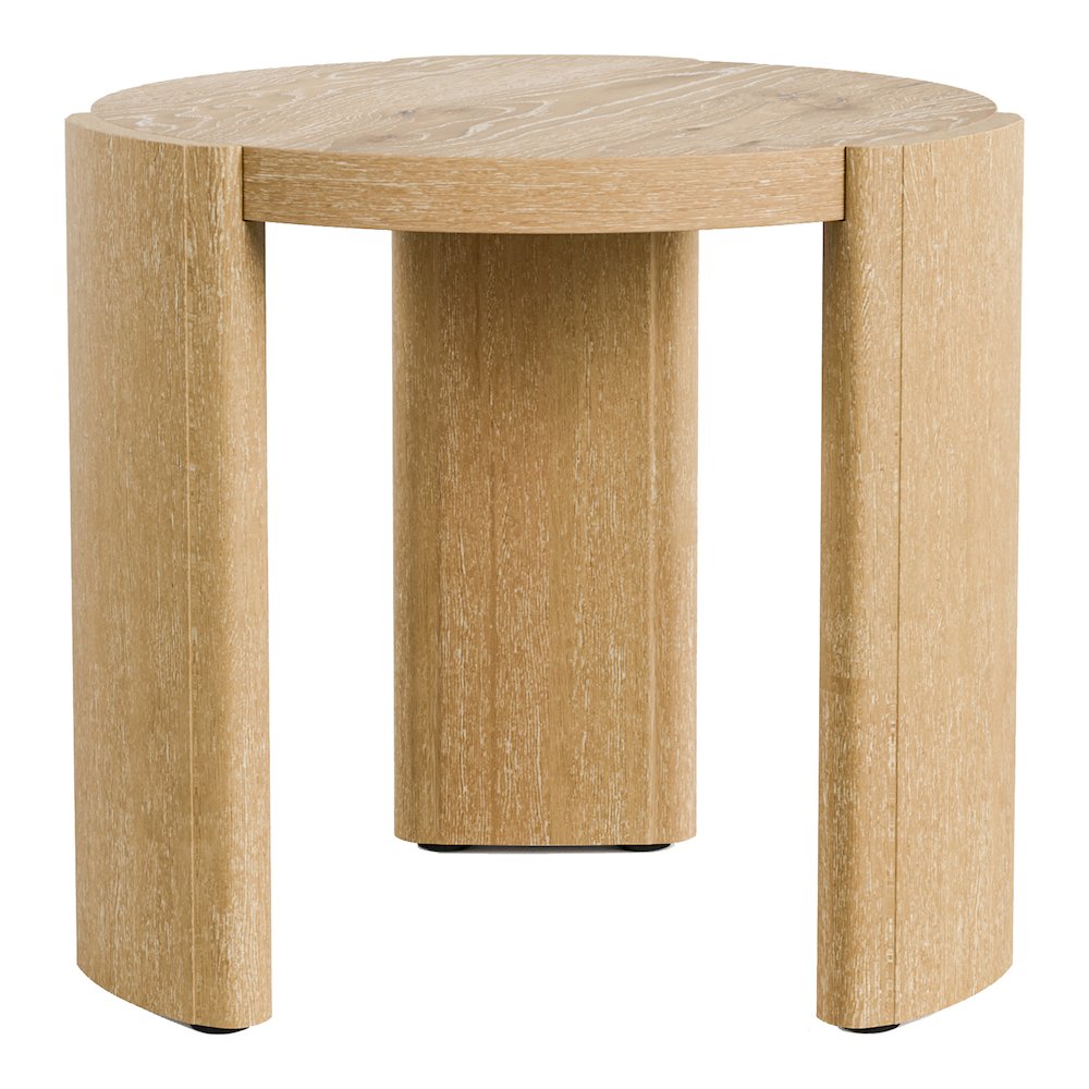 Honora Modern Wood Oval End Table with Plinth Base, Oak. Picture 2