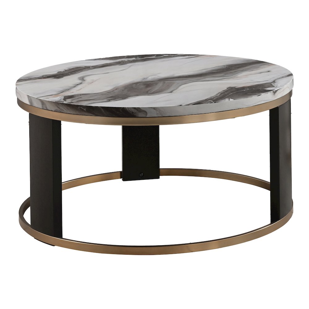 Morai Modern Black and White Wood Round Coffee Table. Picture 1