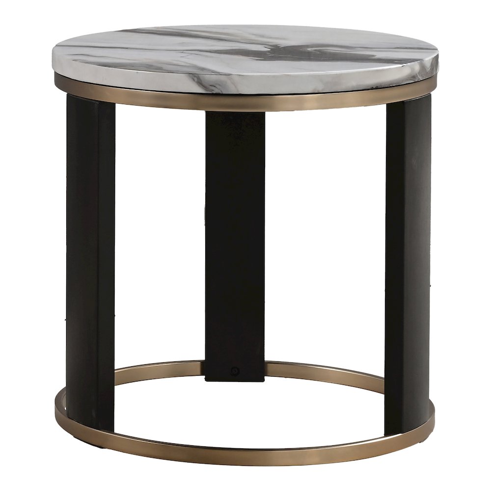 Morai Modern Black and White Wood Round End Table. Picture 1