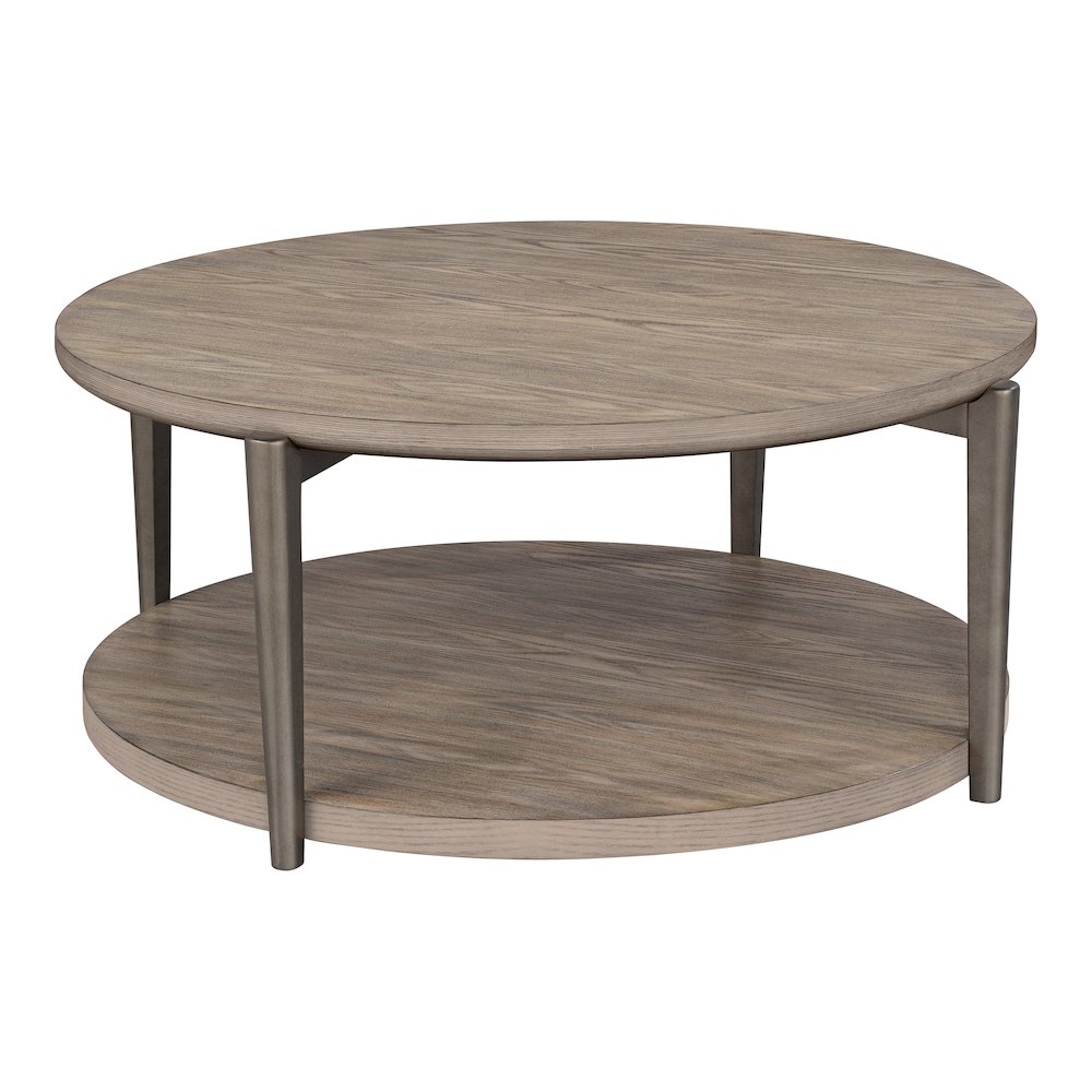 Tayen Modern Natural Round Coffee Table with Casters. Picture 1