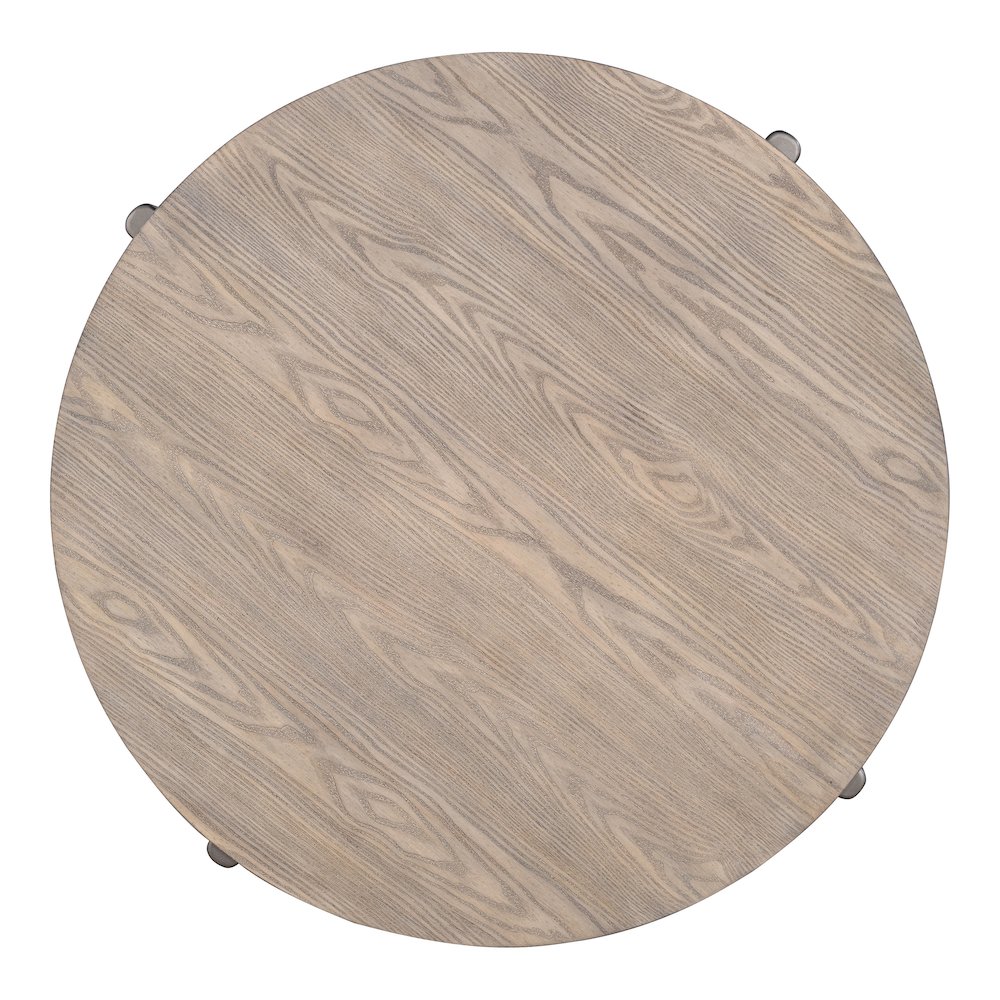 Tayen Modern Natural Round Coffee Table with Casters. Picture 2