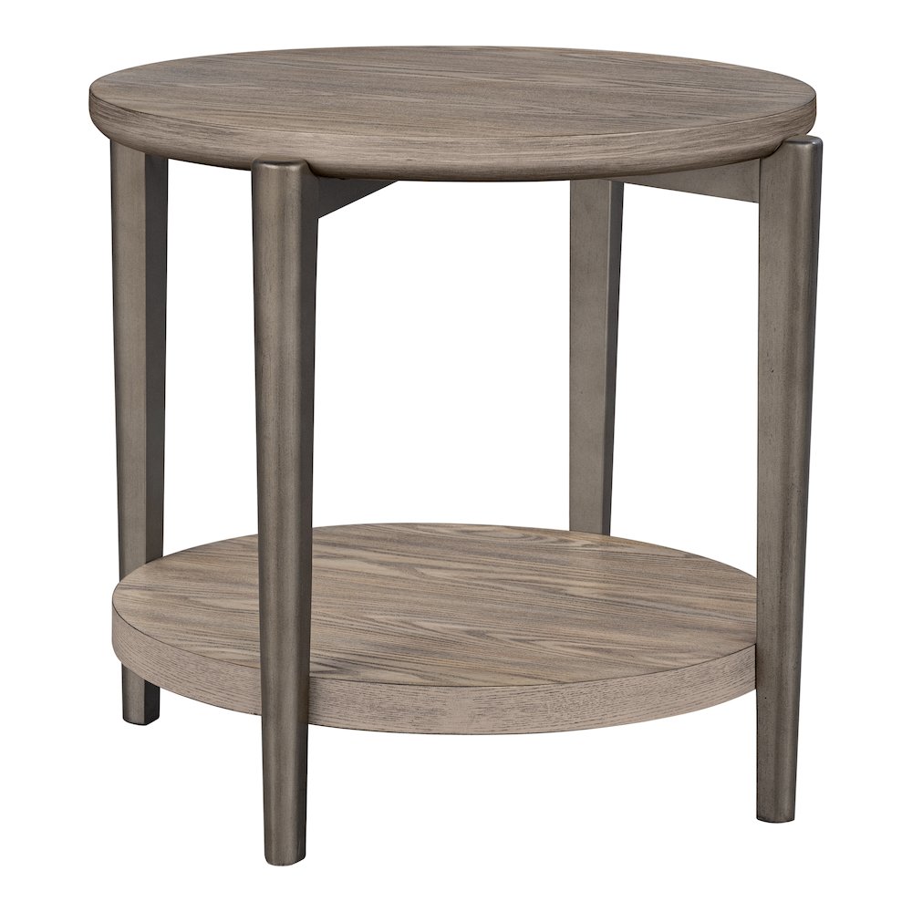 Tayen Modern Natural Round 1-Shelf End Table. Picture 1