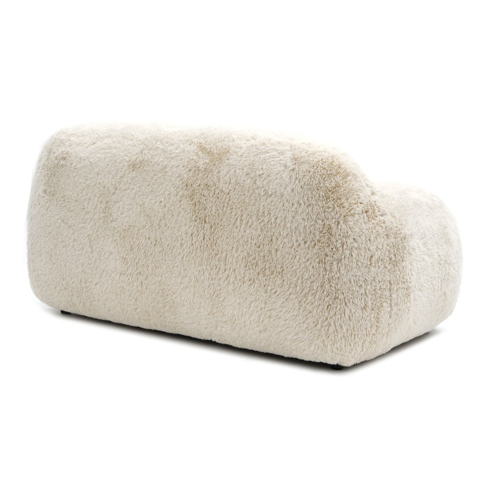Grizzly Faux Fur Long-Pile Shaggy Loveseat with Ball Pillow. Picture 3