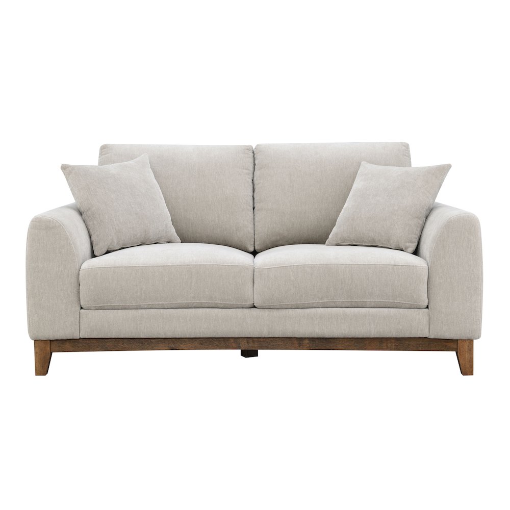 Naria Chenille Soft Track Arm Loveseat with Throw Pillows. Picture 2