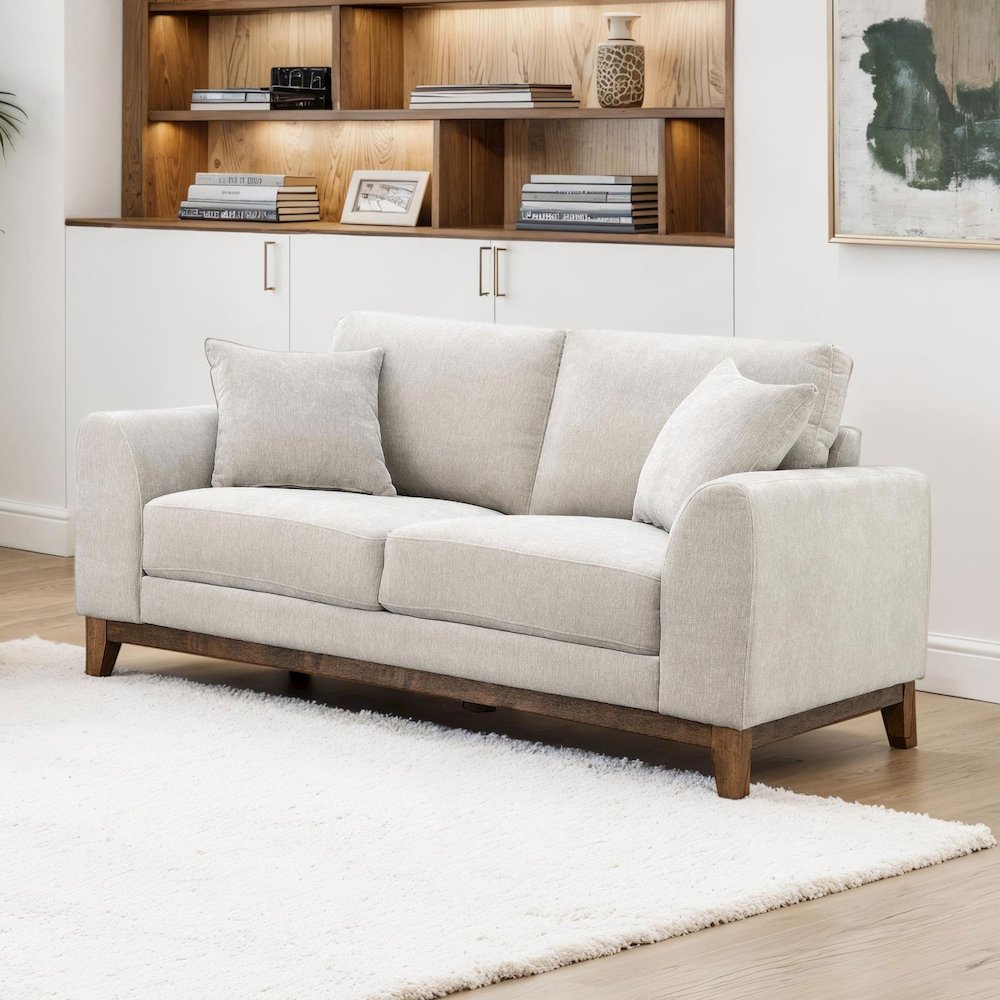 Naria Chenille Soft Track Arm Loveseat with Throw Pillows. Picture 4