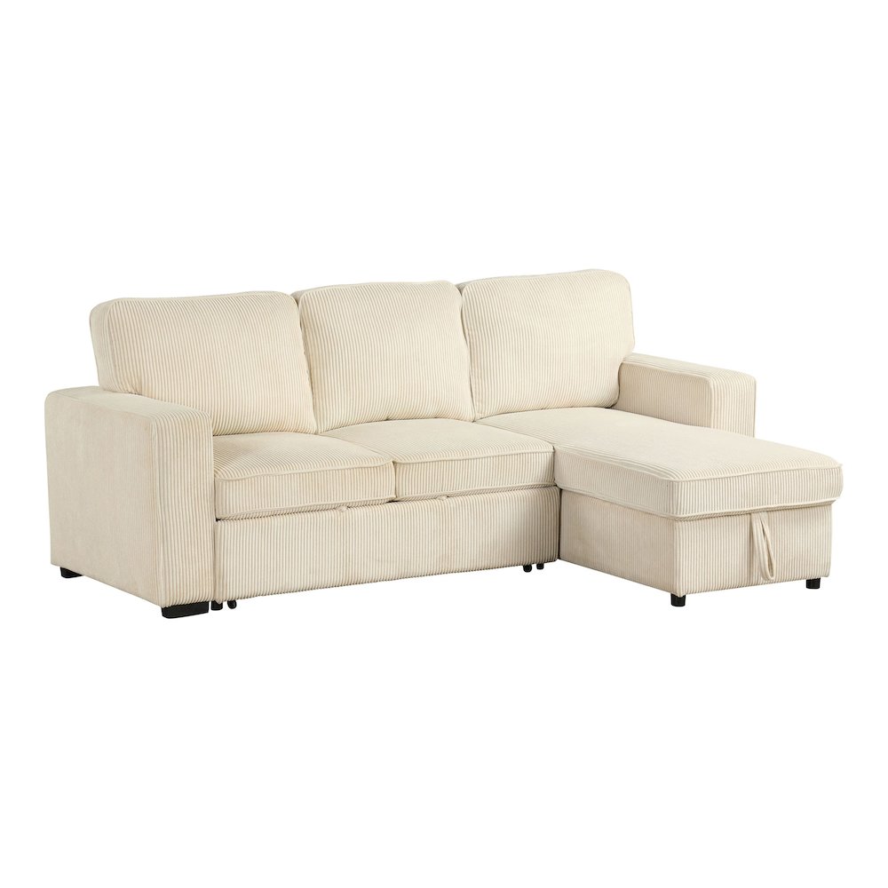 Liven Right Hand Facing Corduroy Pull-out Sleeper Sectional. Picture 1