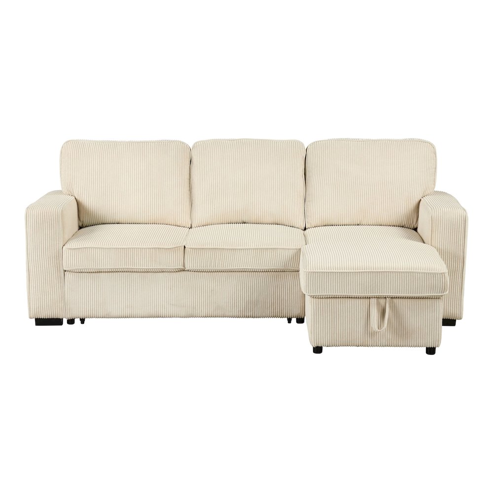 Liven Right Hand Facing Corduroy Pull-out Sleeper Sectional. Picture 2