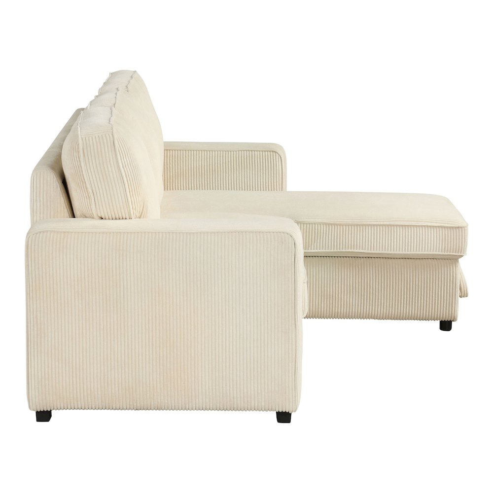 Liven Right Hand Facing Corduroy Pull-out Sleeper Sectional. Picture 3