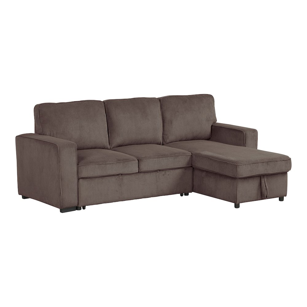 Liven Right Hand Facing Corduroy Pull-out Sleeper Sectional. Picture 1