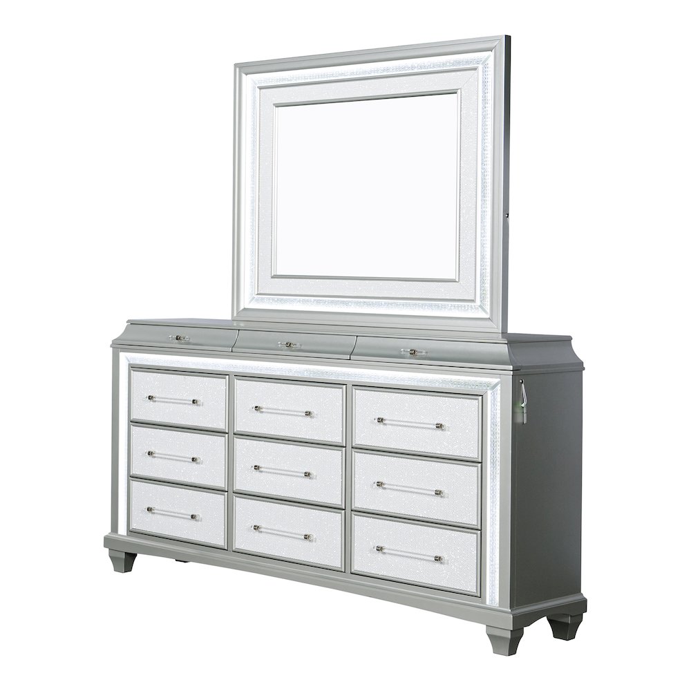 Anson Glam Silver Wood 12-Drawer Dresser with LED. Picture 4
