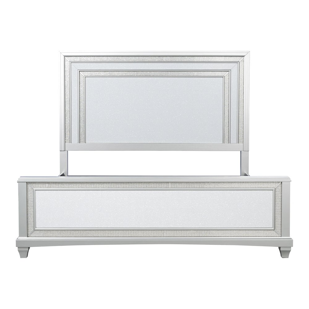 Anson Glam Silver Wood Panel Bed with LED. Picture 2