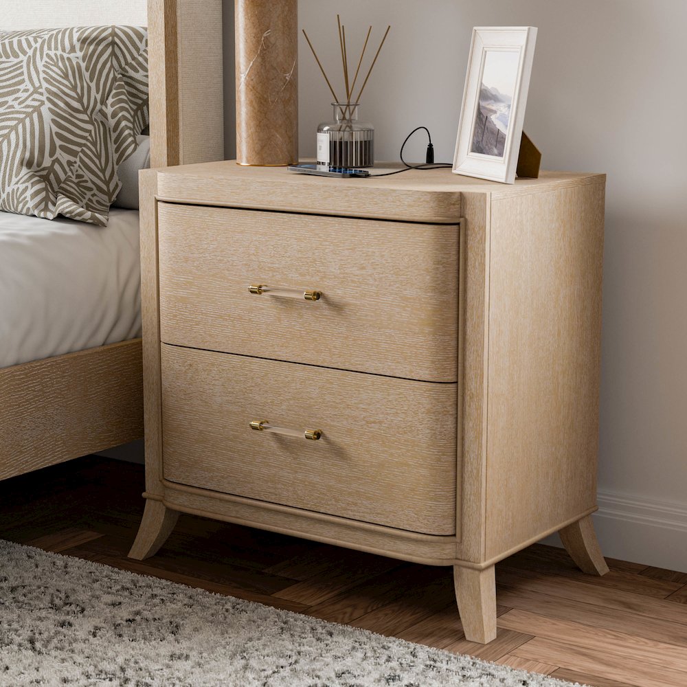 Ellington Modern Natural Oak Nightstand with USB Ports. Picture 4