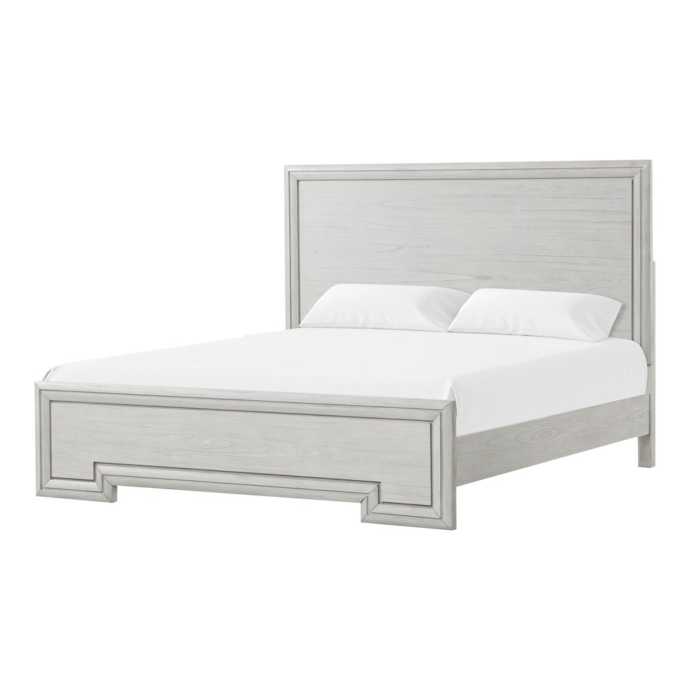 Nyquist Rustic White Solid Wood Panel Bed