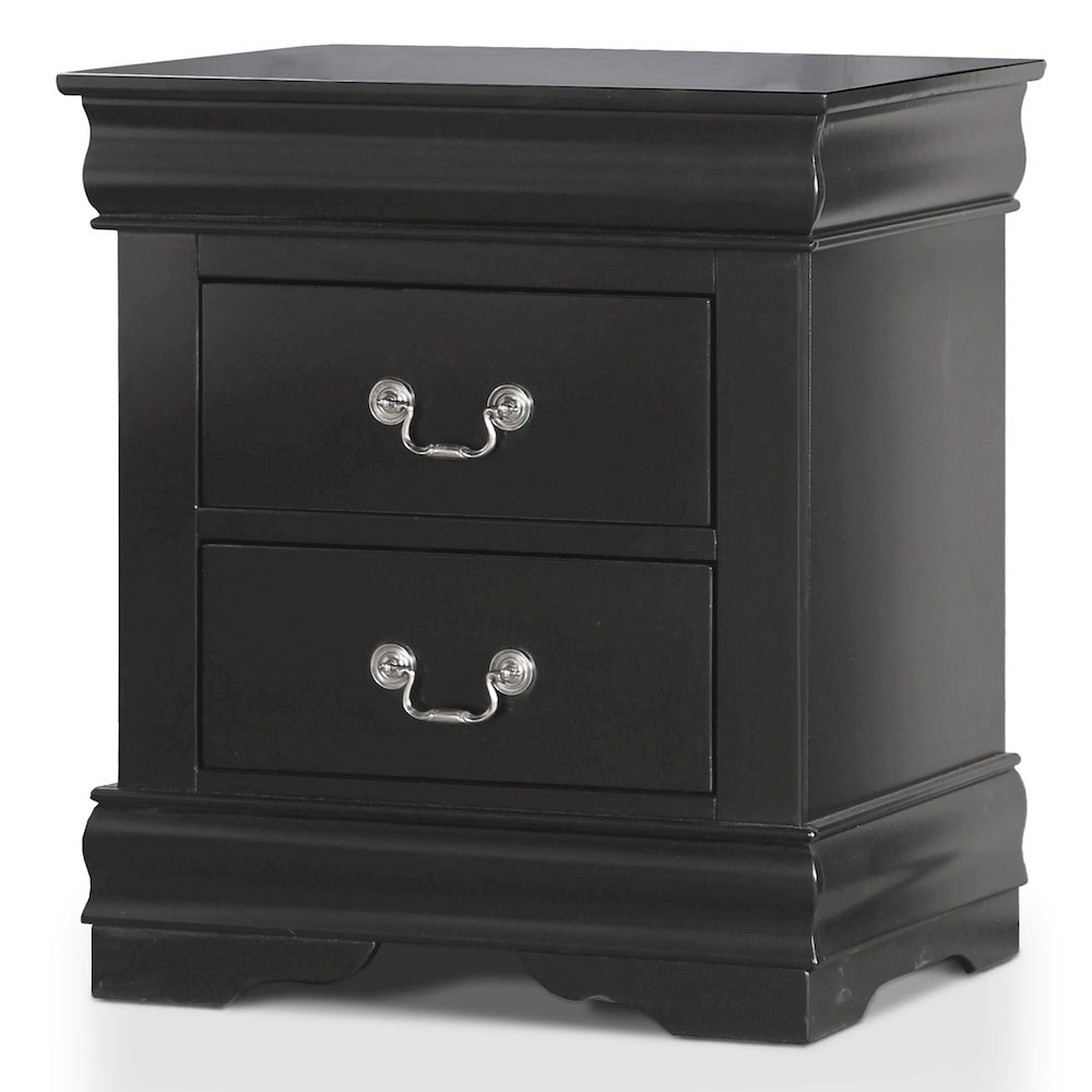 Toni Transitional Wood 2-Drawer Nightstand in Black. Picture 1