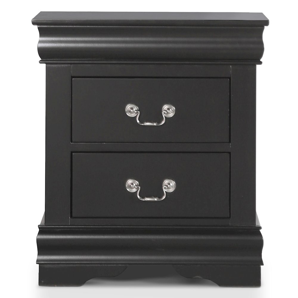 Toni Transitional Wood 2-Drawer Nightstand in Black. Picture 2
