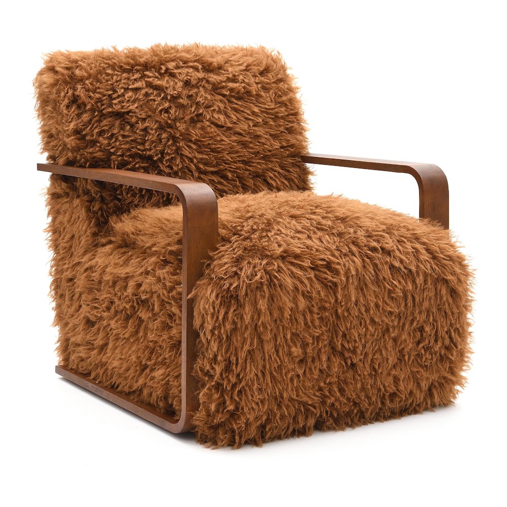 Neyra Birma Modern Faux Fur Short Haired Accent Chair. Picture 1