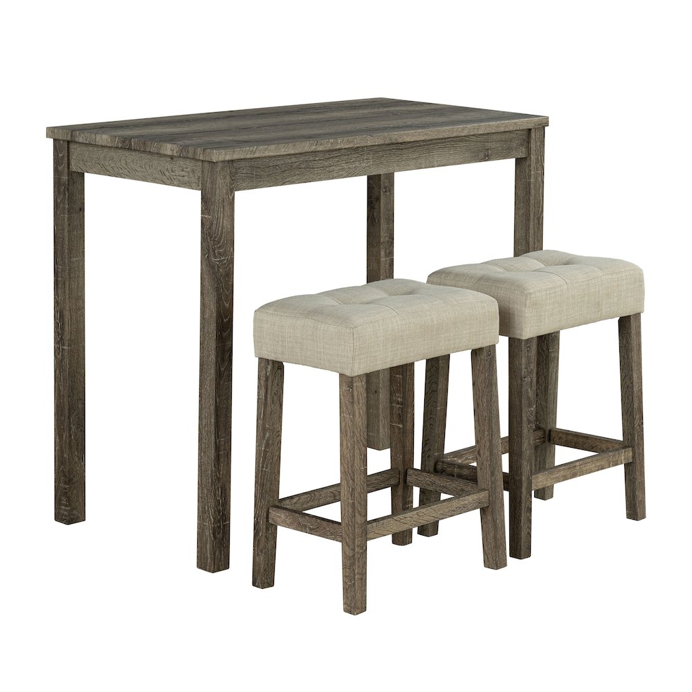 Surtop Wood 3-Piece Counter Dining Table Set in Brown. Picture 1