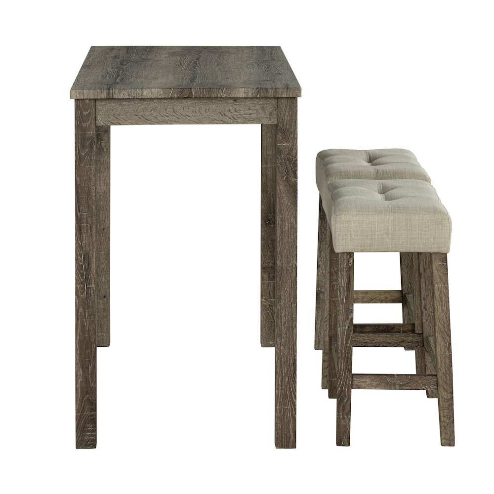 Surtop Wood 3-Piece Counter Dining Table Set in Brown. Picture 3