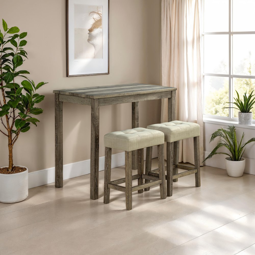 Surtop Wood 3-Piece Counter Dining Table Set in Brown. Picture 4