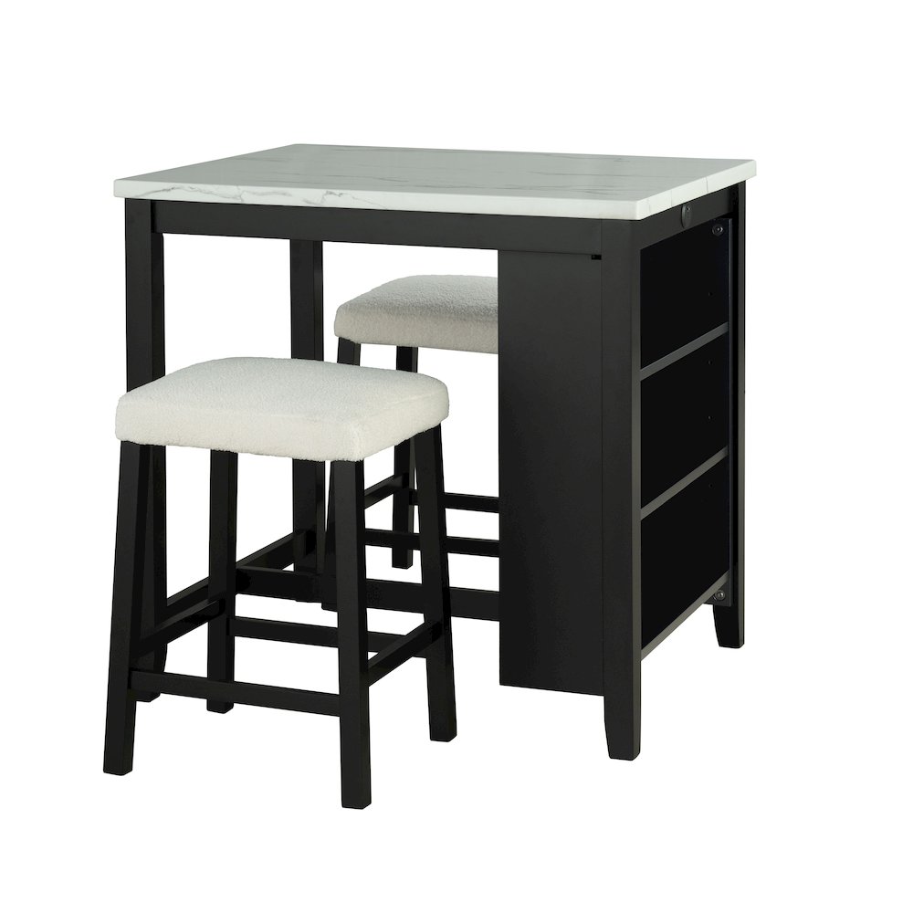 Clouden Wood 3-Piece Counter Dining Table Set in Black. Picture 1
