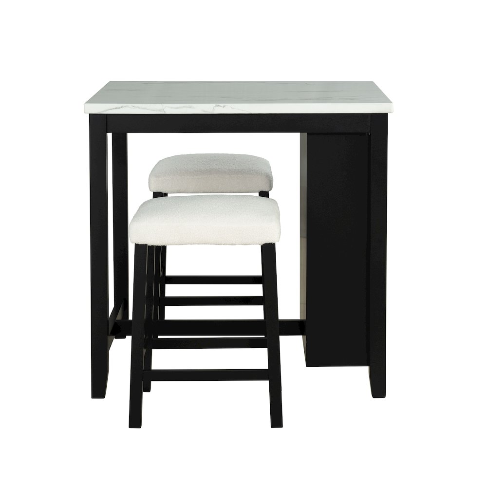 Clouden Wood 3-Piece Counter Dining Table Set in Black. Picture 2
