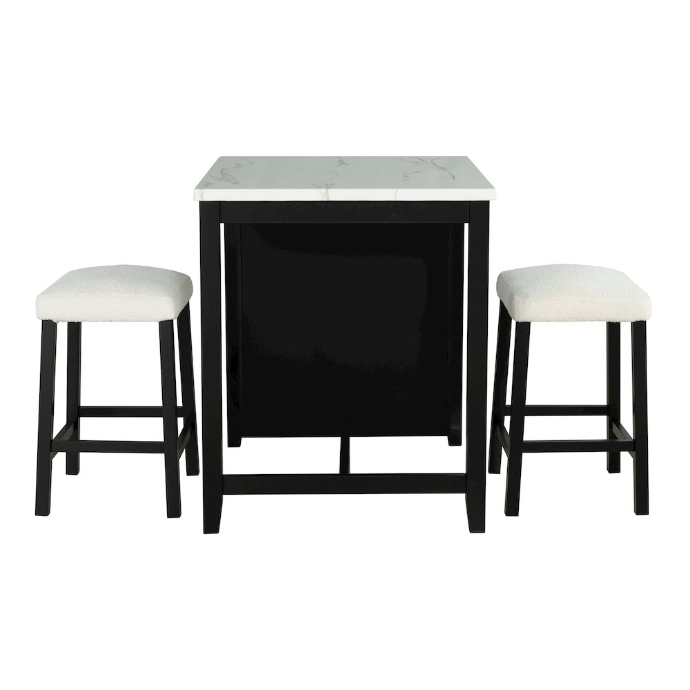 Clouden Wood 3-Piece Counter Dining Table Set in Black. Picture 3