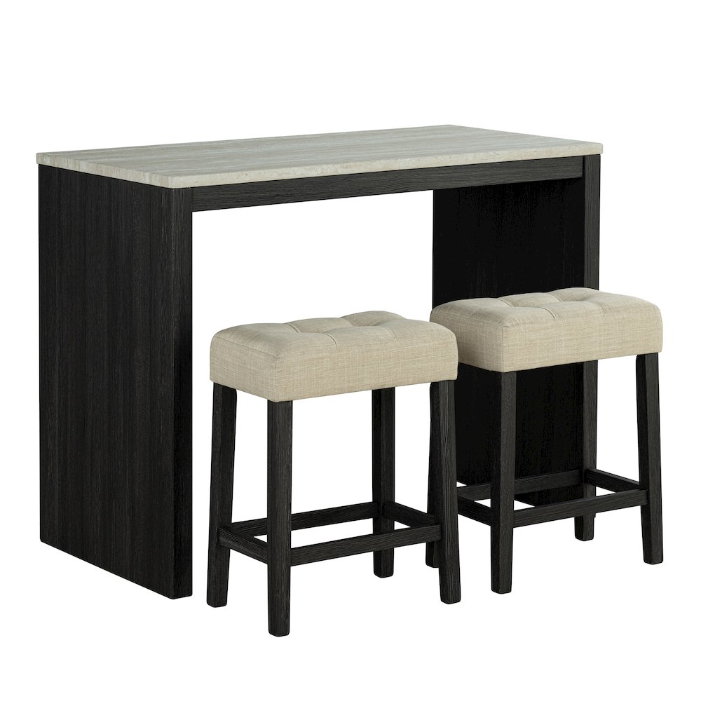 Isgan Wood 3-Piece Counter Dining Table Set in Black. Picture 1