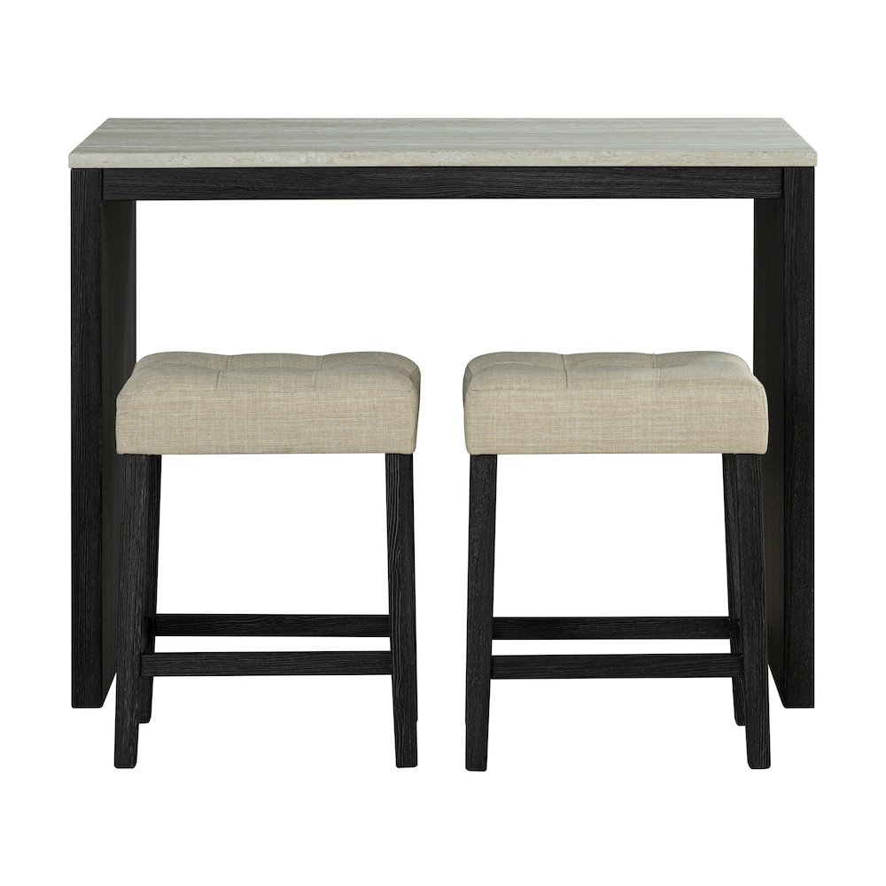 Isgan Wood 3-Piece Counter Dining Table Set in Black. Picture 2