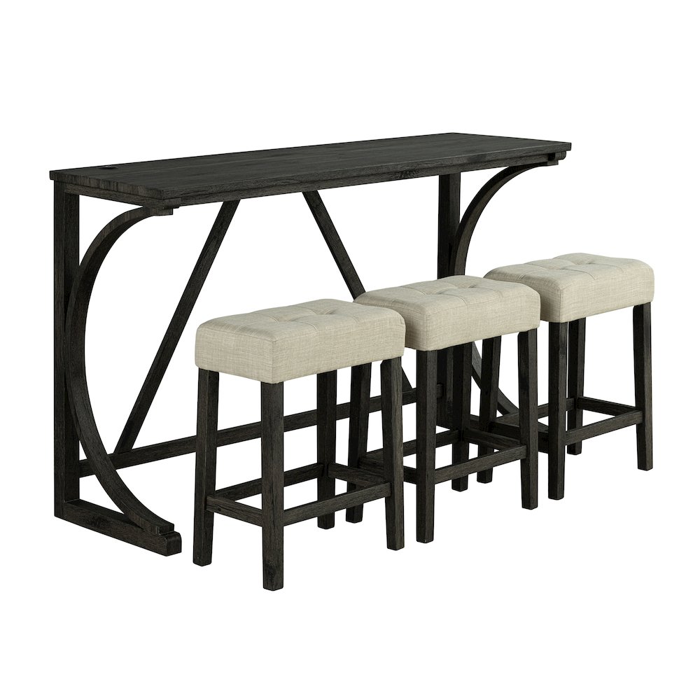 Idola Wood 4-Piece Counter Dining Table Set in Brown. Picture 1