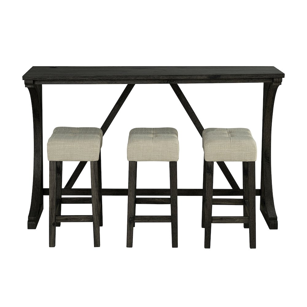 Idola Wood 4-Piece Counter Dining Table Set in Brown. Picture 2