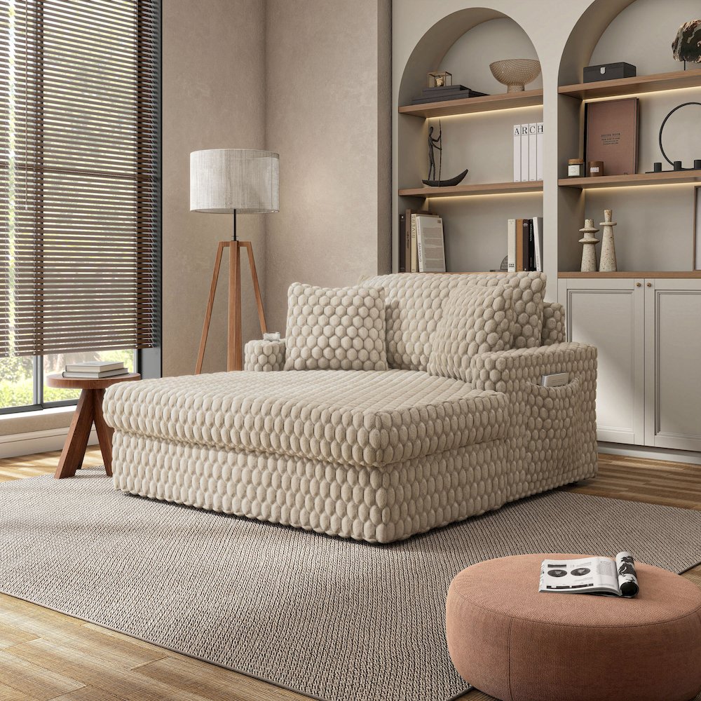 Dresdan Fabric 2-Arm Oversized Chaise. Picture 4