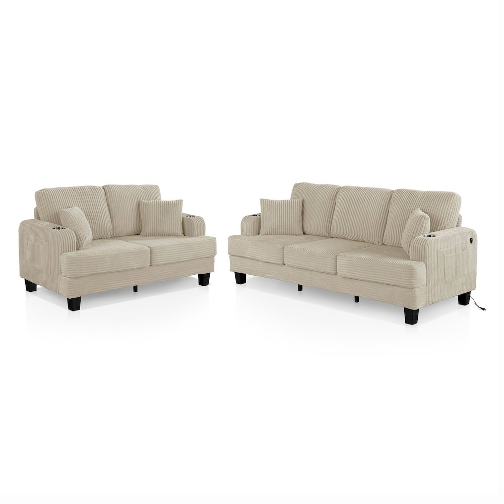 Kasin 2-Piece Chenille Living Room Set with USB Ports. Picture 1