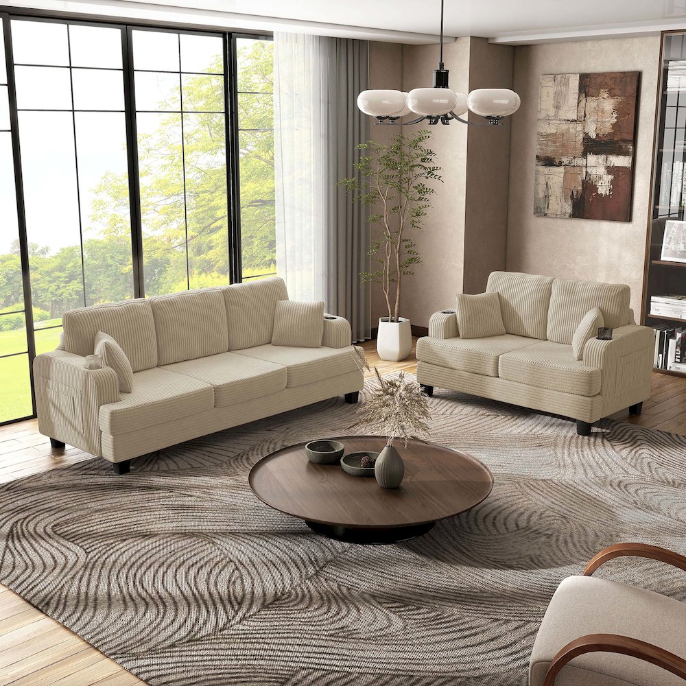 Kasin 2-Piece Chenille Living Room Set with USB Ports. Picture 4