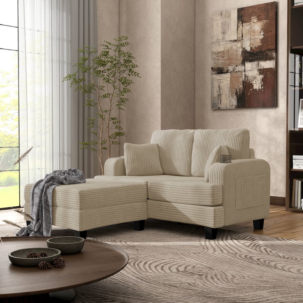 Luka 2-Piece Chenille Loveseat and Ottoman Set. Picture 4
