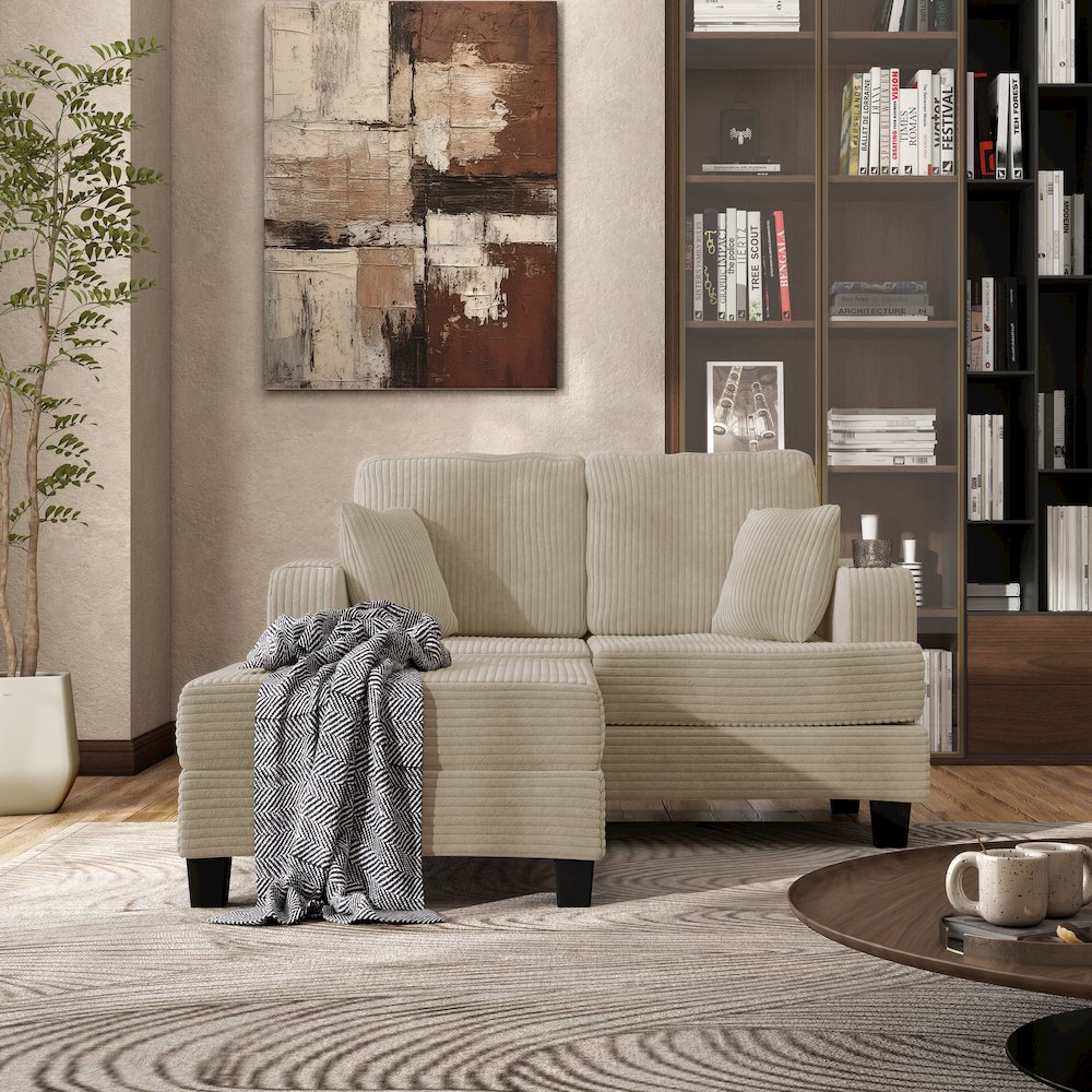 Luka 2-Piece Chenille Loveseat and Ottoman Set. Picture 5