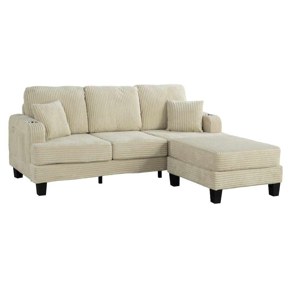 Luka 2-Piece Chenille Sofa and Ottoman Set with Cup Holders. Picture 1