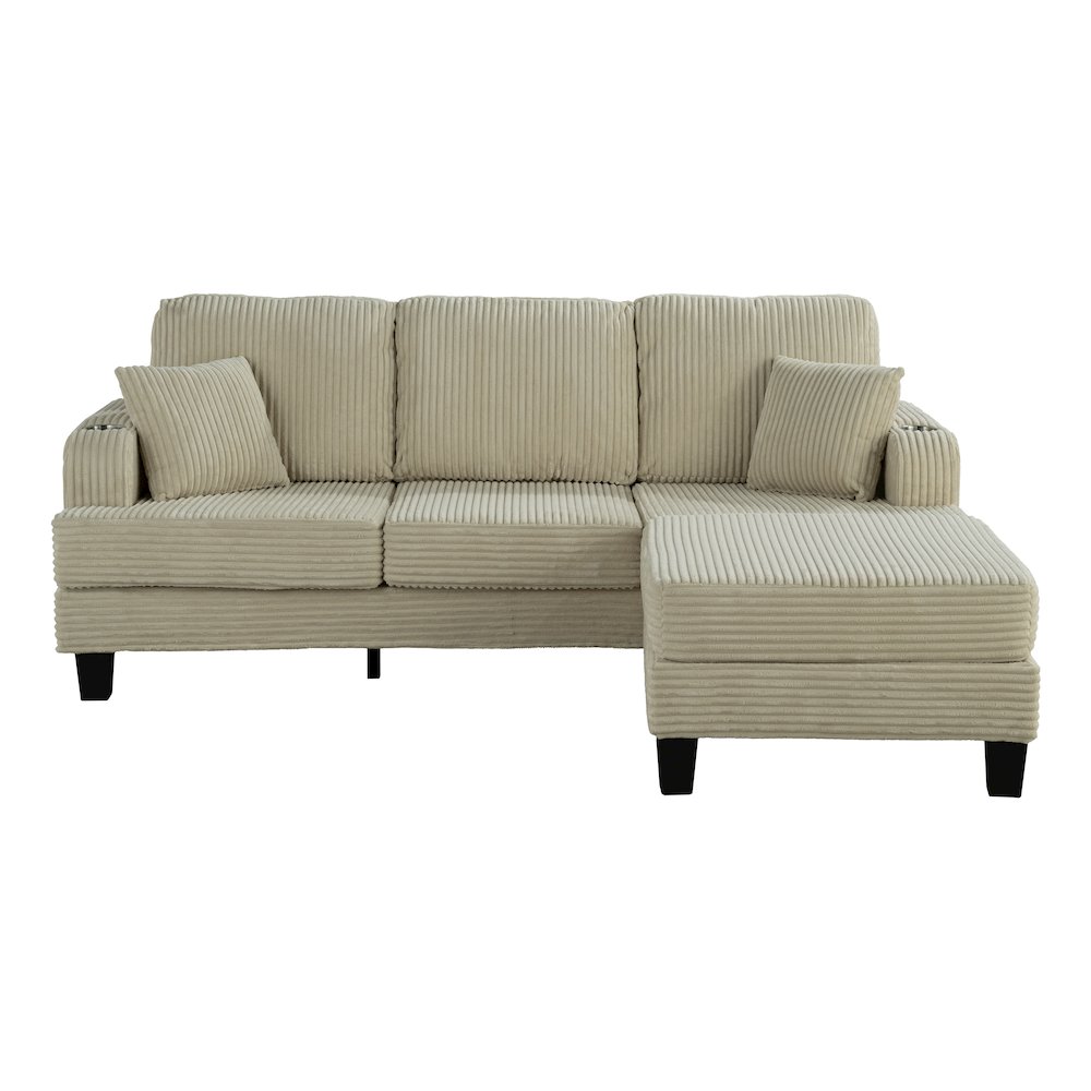 Luka 2-Piece Chenille Sofa and Ottoman Set with Cup Holders. Picture 2