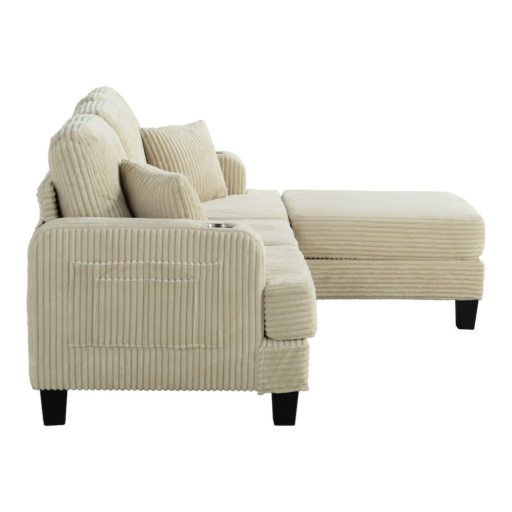 Luka 2-Piece Chenille Sofa and Ottoman Set with Cup Holders. Picture 3