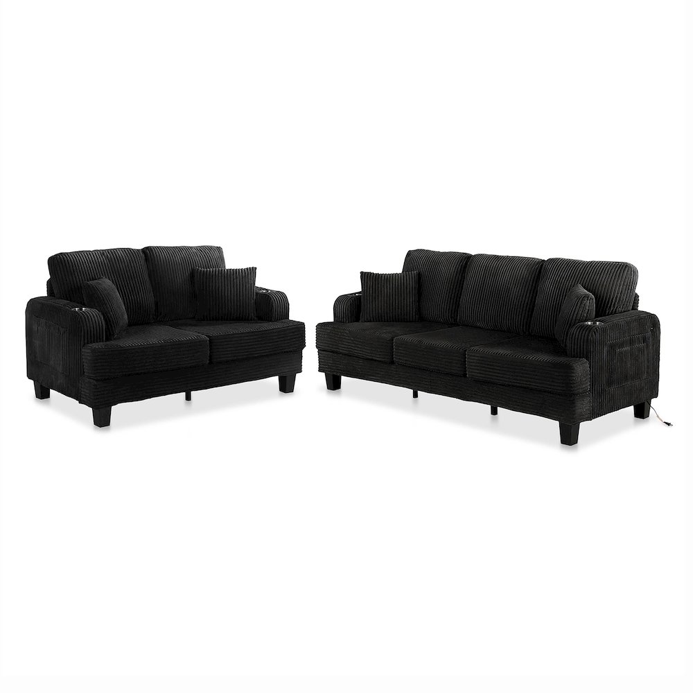 Kasin 2-Piece Chenille Living Room Set with USB Ports. Picture 1