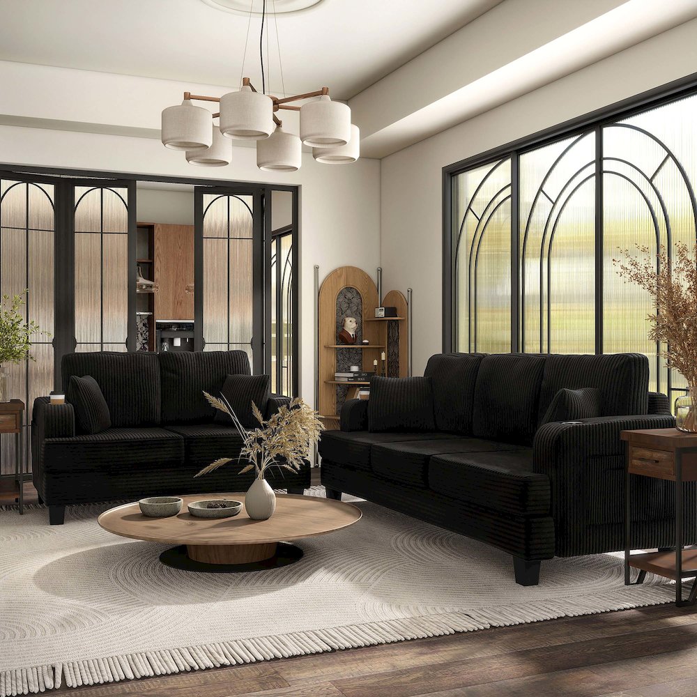 Kasin 2-Piece Chenille Living Room Set with USB Ports. Picture 4