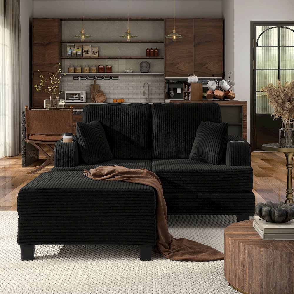 Luka 2-Piece Chenille Loveseat and Ottoman Set. Picture 5