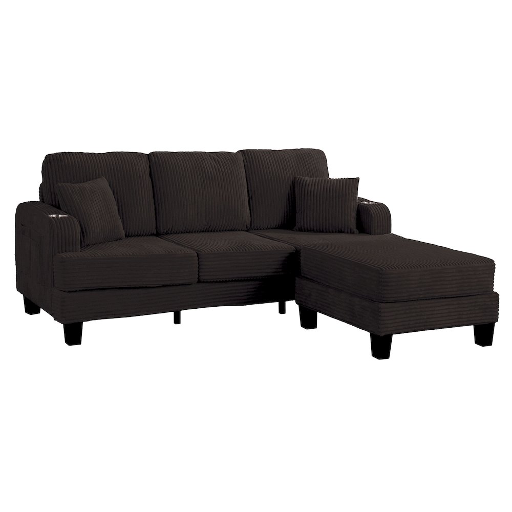 Luka 2-Piece Chenille Sofa and Ottoman Set with Cup Holders. Picture 1