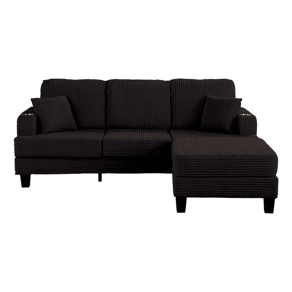 Luka 2-Piece Chenille Sofa and Ottoman Set with Cup Holders. Picture 2