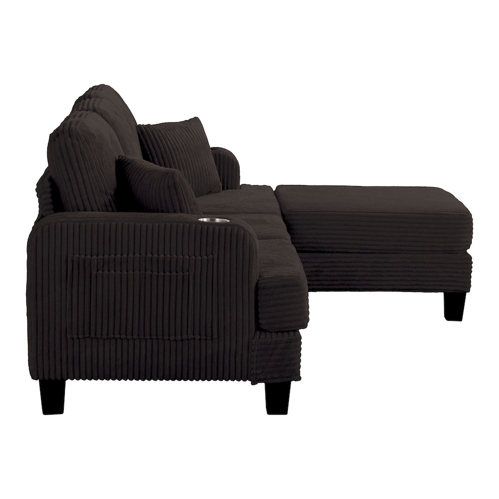Luka 2-Piece Chenille Sofa and Ottoman Set with Cup Holders. Picture 3