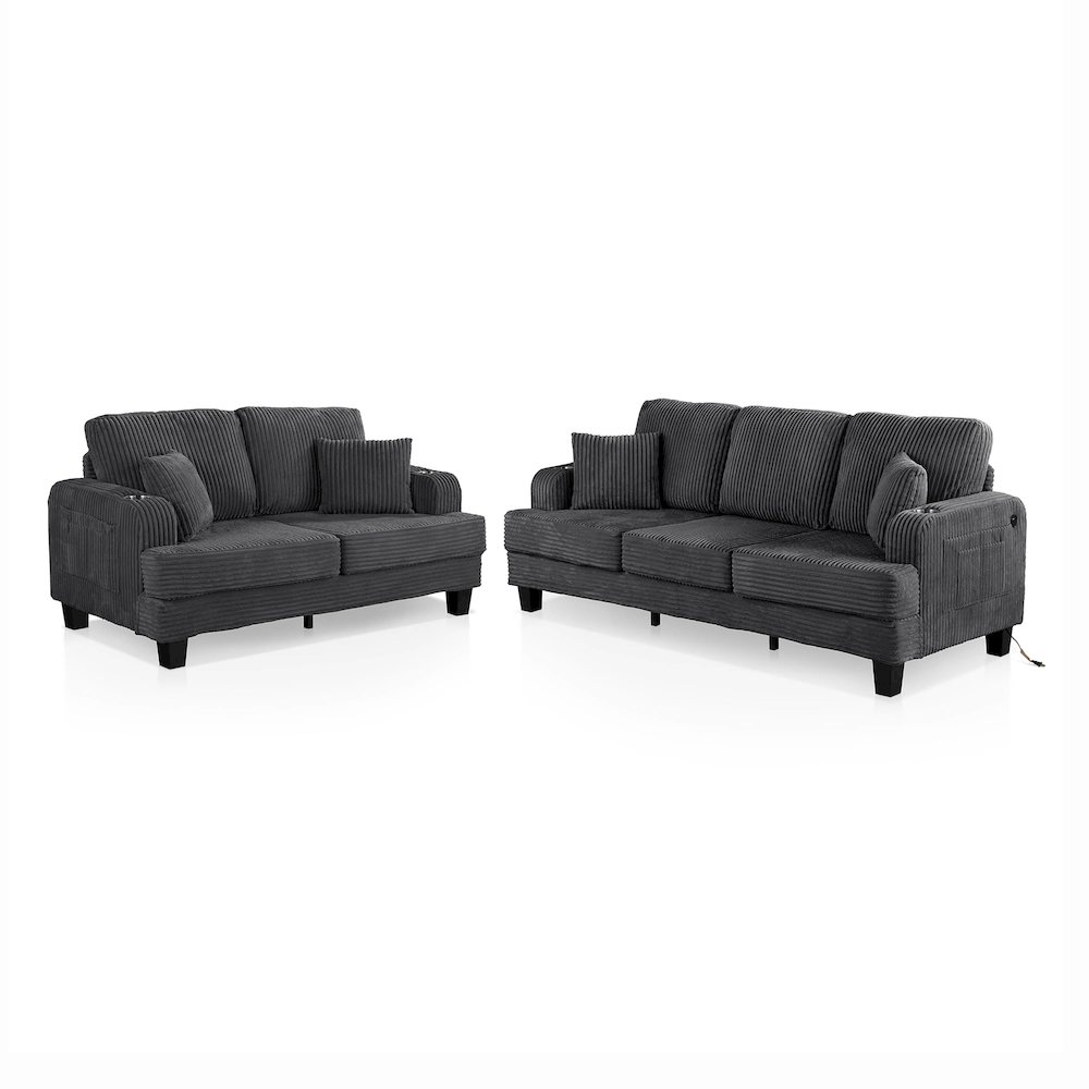 Kasin 2-Piece Chenille Living Room Set with USB Ports. Picture 1