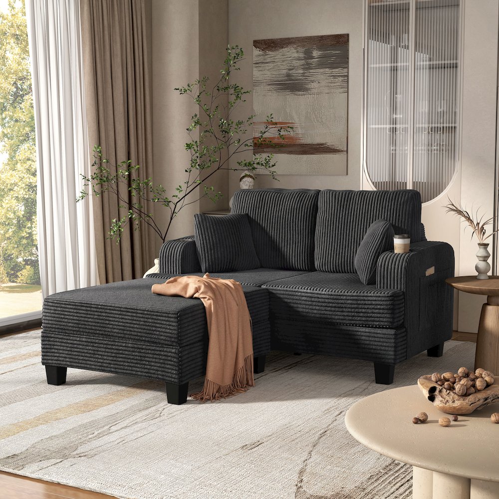 Luka 2-Piece Chenille Loveseat and Ottoman Set. Picture 4