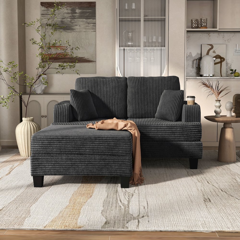 Luka 2-Piece Chenille Loveseat and Ottoman Set. Picture 5