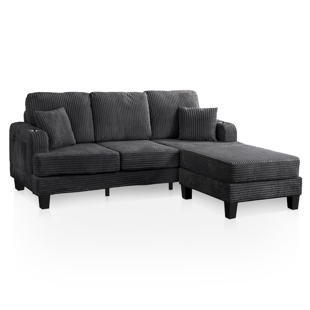 Luka 2-Piece Chenille Sofa and Ottoman Set with Cup Holders. Picture 1