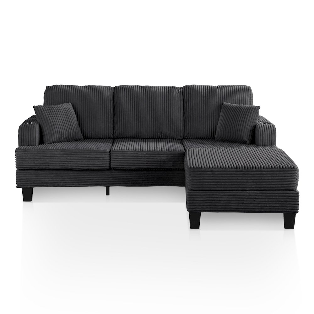 Luka 2-Piece Chenille Sofa and Ottoman Set with Cup Holders. Picture 2